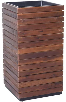 Produktbild von VIVANNO Pflanzkübel Holz BLOCK Säule, Akazienbraun gestreift - 43x43x80 cm