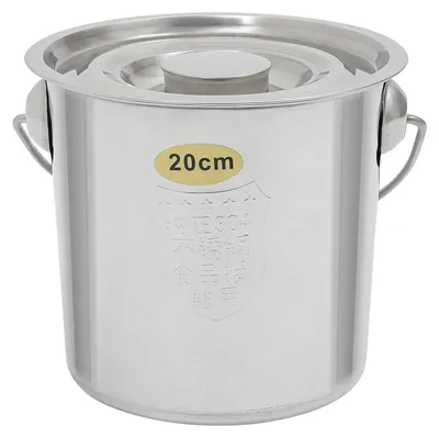 Obrázek produktu pro Kuchyňský kbelík – nerezový kbelík s víkem – 6 l – vhodný pro styk s potravinami – na vodu a potraviny – skladování/přeprava – stříbrný