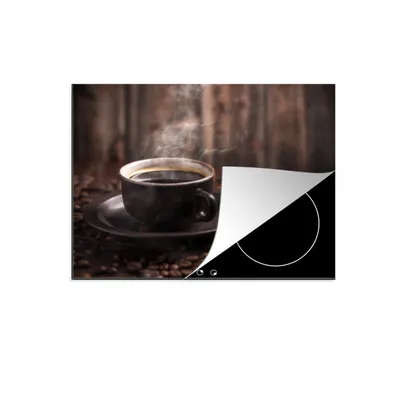 Produktbild von KitchenYeah© Herdabdeckplatte Kaffee - Heiß - Kaffeebohnen , 59x52cm, Küche Deko, Glaskeramikkochfeld Herdabdeckung, Abdeckplatte fùr Kochfeld