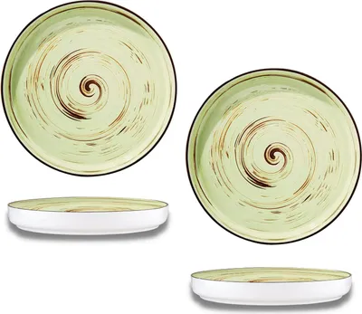 Two plates are shown, one from a top-down view and one from a side view, with a third plate from a top-down view and a fourth plate from a side view.