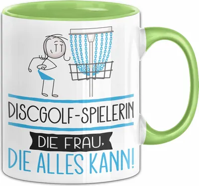 Produktbild von Discgolf-Spielerin Geschenk Tasse Becher Die Frau Die Allen Kann Geschenkidee für eine Discgolf-Spielerin Lustig (Grün)