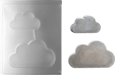 Produktbild von Rayher Gießform Wolken für Gießmassen und Beton, 2 Formen, ca. 10x6 cm & 15x9 cm, Tiefe 3 cm