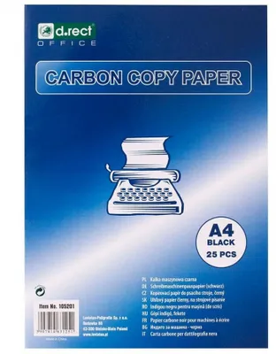 Produktbild von D.RECT Kohlepapier für Schreibmaschine, DIN A4, Maschindurchschreibepapier, CARBON COPY PAPER, schwarz, 25 Blatt