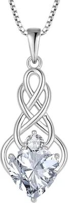 Produktbild von FJ Unendlichkeit Keltischer Knoten Kette 925 Silber Geburtsstein Anhänger Zirkonia