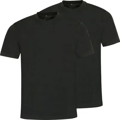 Produktbild von hajo Herren T-Shirt, 2er Pack - Basic, Kurzarm, Rundhals, Baumwolle, uni Schwarz M