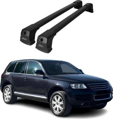 Image de Barres de Toit Transversales pour VW Touareg 2002-2010 Alu Noir 2x
