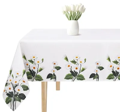 Image de Nappe, nappe ronde, printemps, blanc, fleurs, 140 cm, 060