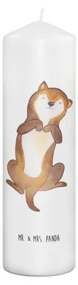Produktbild von Mr. & Mrs. Panda Kerze Hund Streicheln 29 x 8 cm XL - Weiß - Geschenk, Sprüche, Kraulen, Erinnerungslicht, Blockkerze, Bedruckte, Stumpenkerze, Wauwau, Bauch, Hunde