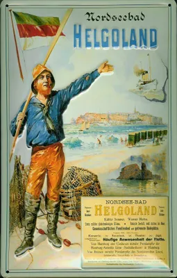 Produktbild von Blechschild Helgoland Hummer Fischer Nordseebad Schiff Schild Nostalgieschild