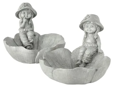 Produktbild von Vogeltränke Paula Mädchen Kunstharz grau H.19 cm Stückpreis