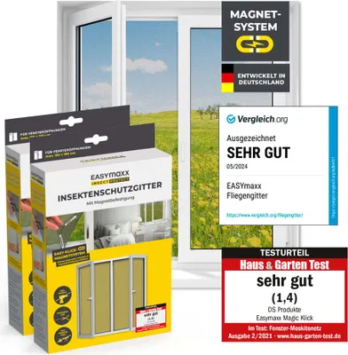Produktbild von EASYmaxx Insect Protect Magnet-Insektenschutzgitter 2er-Set - max. 150x180cm