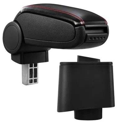 Armlehne Mittelarmlehne Leder Bezug Schwarz / Rot für VW Polo 6R ab 2009- +GTI – Produktansicht