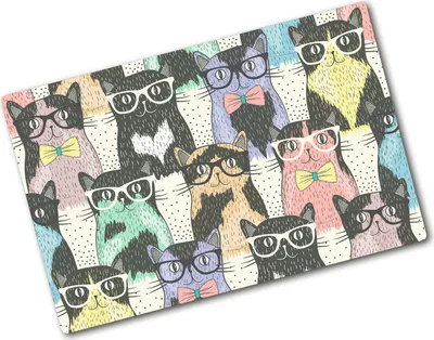 Produktbild von Tulup Glas Herdabdeckplatte - 80x52 cm - Glaskeramikkochfeld-Abdeckung Spritzschutz Glasabdeckplatte - Einteilig - Tiere - Katzen mit Brille - Mehrfarbig