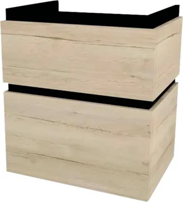 Produktbild von Devo Waschtischunterschrank mit 2 Schubladen Viva 2.0 BxHxT 59 x 66 x 44 cm oak halifa x white