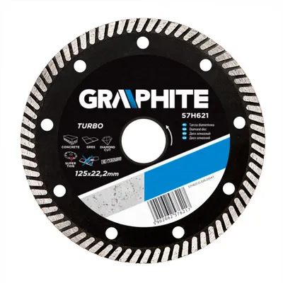 Obrázok produktu pre Diamantový kotúč GRAPHITE 125 x 22,2 mm, turbo super tenký