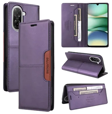 Image de Étui pour téléphone portable Xiaomi Redmi A5, étui en cuir à rabat, compartiment pour cartes, support, étui de protection violet