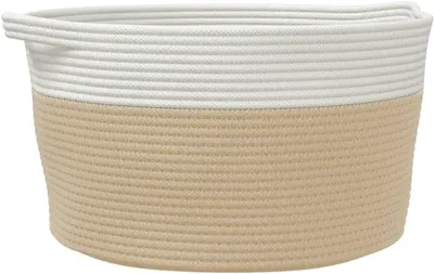 Productafbeelding van Opbergmand van katoen, Ø 40 x 25 cm, beige en wit
