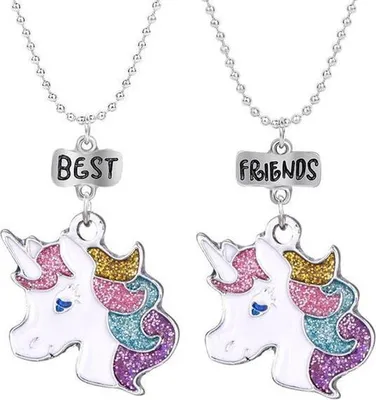 Produktbild von Náhrdelník Bixorp Friends BFF pre 2 s jednorožcami Striebornej farby - Náhrdelník priateľstva - Dve polovice Najlepší priatelia - Pre dievčatá - Náhrdelník Najlepší priatelia Darček pre priateľstvo pre dvoch