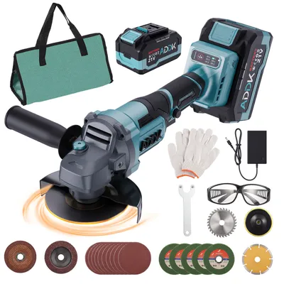 Obrázek produktu pro 125mm akumulátorová úhlová bruska, bezkartáčový motor, 6stupňová regulace otáček, 2x akumulátor, sada příslušenství