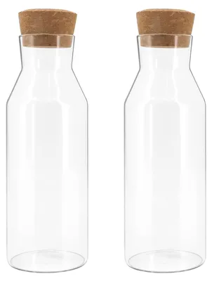 Immagine prodotto di Set di 2 caraffe in vetro con coperchio in legno