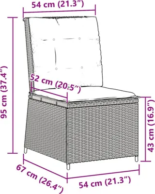 Produktbild von vidaXL Gartensessel mit Liegefunktion und Kissen Braun Poly Rattan