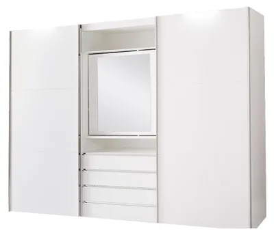 Productafbeelding van Schuifdeurenkast Magie, garderobekast, 300 cm, wit, met draaibaar spiegeldeel (16357)