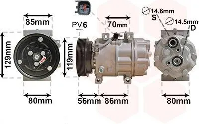 Produktbild von VAN WEZEL 1800K378 Klimaanlage Klimakompressor für FORD Focus II Schrägheck (DA, HCP, DP) Focus II Kombi (DA, FFS, DS) Focus C-Max (DM2) für VOLVO