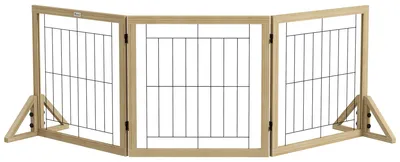 Immagine prodotto di Cancellino per Cani Pieghevole con 3 Pannelli 210x70 cm in Legno Naturale