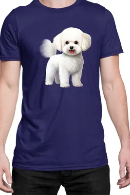 Obrázek produktu pro Pánské Tričko Dogs Breeds Bichon Frise Dog Breed 005, Man S / Tmavě modrá