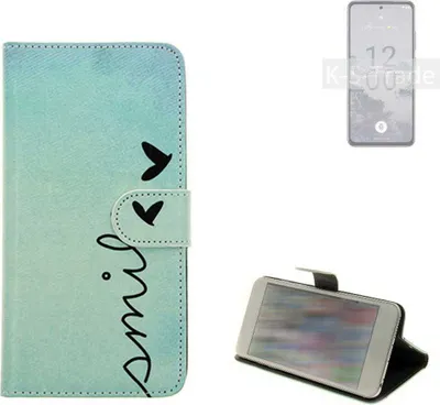 Produktbild von K-S-Trade Schutz Hülle Handy Hülle kompatibel mit Nokia X30 5G Hülle Handyhülle cover bookstyle Etui Handyhülle ''smile'' türkis Standfunktion