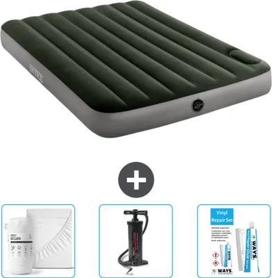 Produktbild von Intex Airbed - Doppelbett - 137 x 191 x 25 cm - Grün - Spannbettuch - Pumpe en Reperaturset