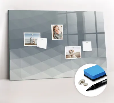 Produktbild von Magnetpinnwand Memoboard - Zubehörsatz - Schwarzer Marker + Schwamm + Magnete - 90 x 60 cm - Wellenabstraktion