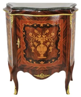 Image de Casa Padrino Commodes baroques Armoire avec plateau en marbre Acajou incrusté - Meubles Commode
