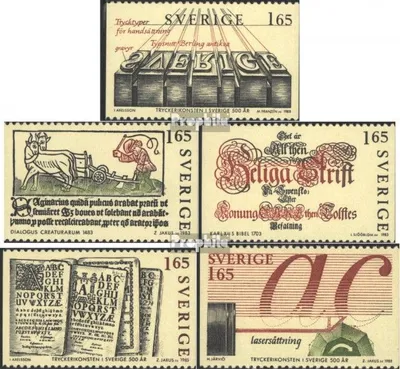 Produktbild von Briefmarken Schweden 1983 Mi 1225-1229 (kompl.Ausg.) postfrisch Druckereigewerbe