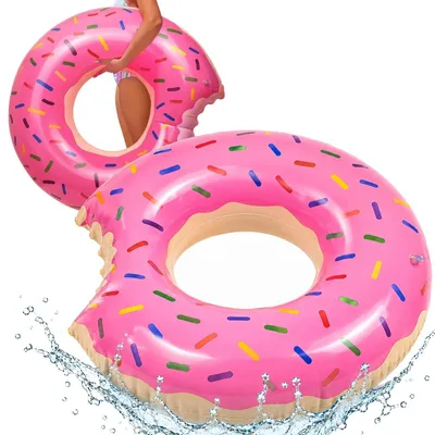Produktbild von Schwimmring Donut XXL 120 cm aufblasbarer Poolring Badeinsel Rosa