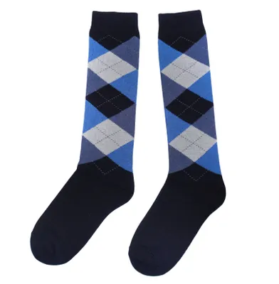 Produktbild von Damen Kniestrümpfe Schottenmuster Marine und Mittelblau Größe 39-42
