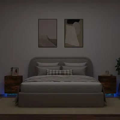 Immagine prodotto di vidaXL Comodini con luci LED 2 pz. Materiale a base di legno di quercia fumé