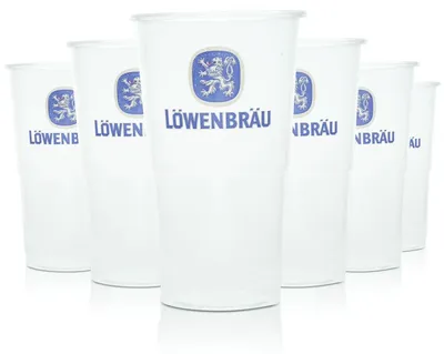Produktbild von 90x Löwenbräu Plastikbecher Einweg Bierglas 0,3l Kunststoffbecher Party Fest