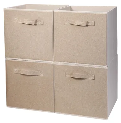 Produktbild von Faltbare Aufbewahrungsboxen, Set mit 4 Stück, Beige, 30x30x30 cm