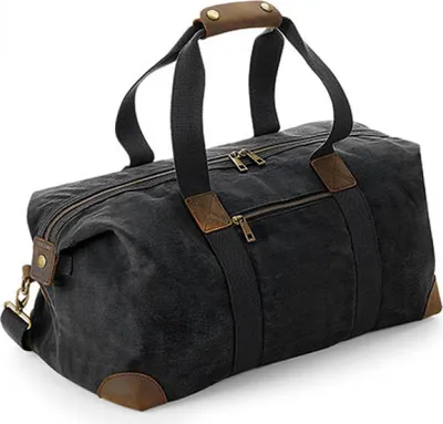 Produktbild von Quadra QD650 | Reisetasche Heritage Waxed Canvas Holdall, 26 x 48 x 24 cm - Farbe: Black - Größe: 26 x 48 x 24 cm