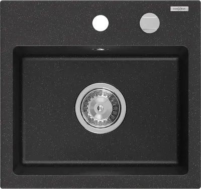 Produktbild von Mexen Milo 1-Becken-Granit-Spüle 435 x 410 mm, Schwarz/Silbermetallic - 6505441000-73