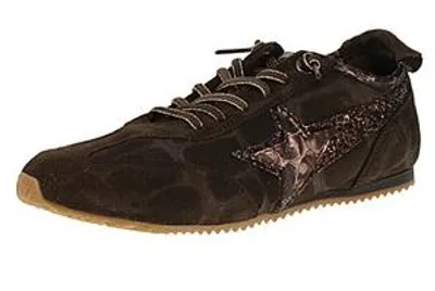 Zdjęcie produktu dla Cetti C-1409 SRA INV27 - Trampki damskie - Materiał: zamsz, skóra (imitacja krokodyla), kolor: brązowy (kawowy)