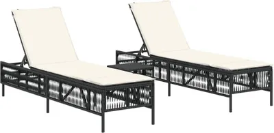 Obrázok produktu pre vidaXL Lehátka 2 ks so stolíkom Black Poly Rattan