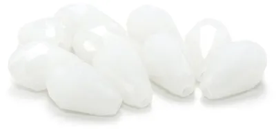 Produktbild von Vintageparts Glasschliffperlen facettiert Tropfen weiß 15 x 9,5 mm für Vintageschmuck, 10 Stück
