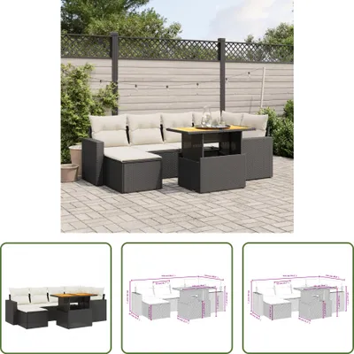 Produktbild von The Living Store 7-tlg. Garten-Sofagarnitur mit Kissen Schwarz Poly Rattan