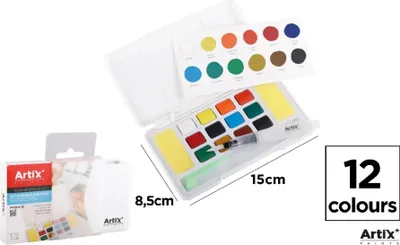Immagine prodotto di Artix PP264-12 colori ad acquerello con pennello ad acqua 12 colori