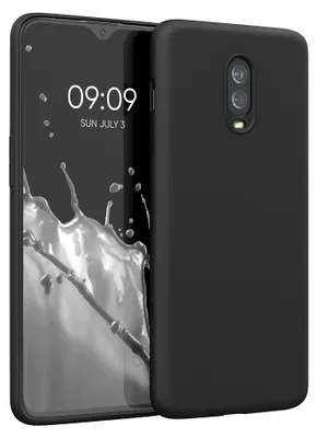 Produktbild von kwmobile Hülle kompatibel mit OnePlus 6T Hülle - gummierte TPU Silikon Handyhülle - Schutzhülle für kabelloses Laden - Case in Schwarz