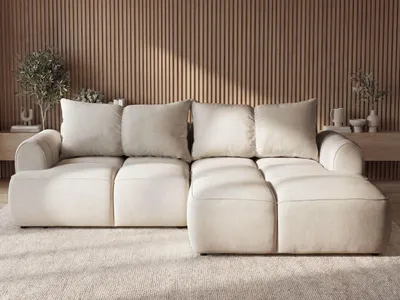 Produktbild von GrainGold Ecksofa L-Form Rechts Boono - Ecksofa mit Schlaffunktion und Bettkasten - Moderne Ecksofa, Wohnzimmer Ecksofa - Eckcouch Beige (Komodo 11)