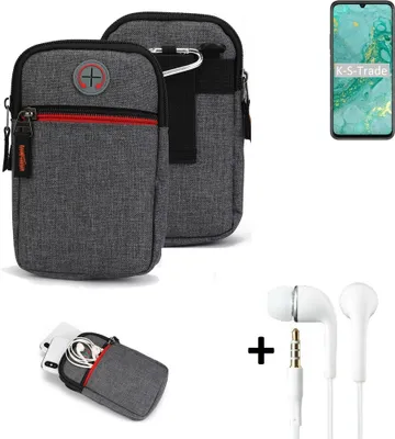 Produktbild von K-S-Trade Gürteltaasche + Kopfhörer kompatibel mit Huawei nova Y60 Handy Tasche Holster Schutz Hülle Handy Hülle grau Zusatzfächer 1x