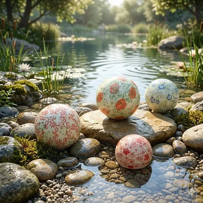 Immagine prodotto di Palla galleggiante Fiore grande set di 4 circa 10 cm - Decorazione per laghetti